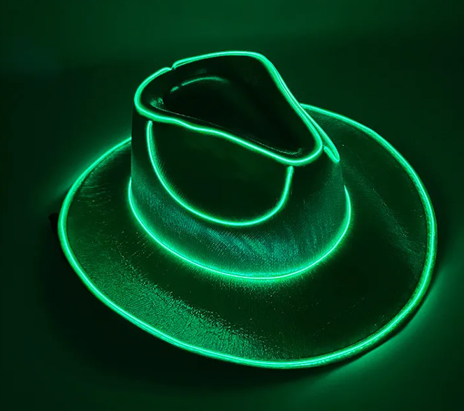 Halloween Carnival Party LED Wireless Fluorescent Colorful Cowboy Flashing Hat