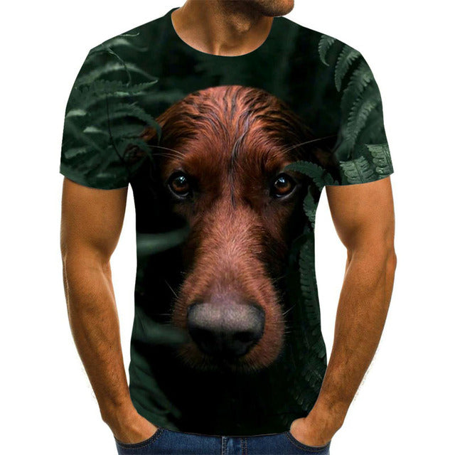 Creative Dog Pattern Casual Men's Polyester T-Shirt