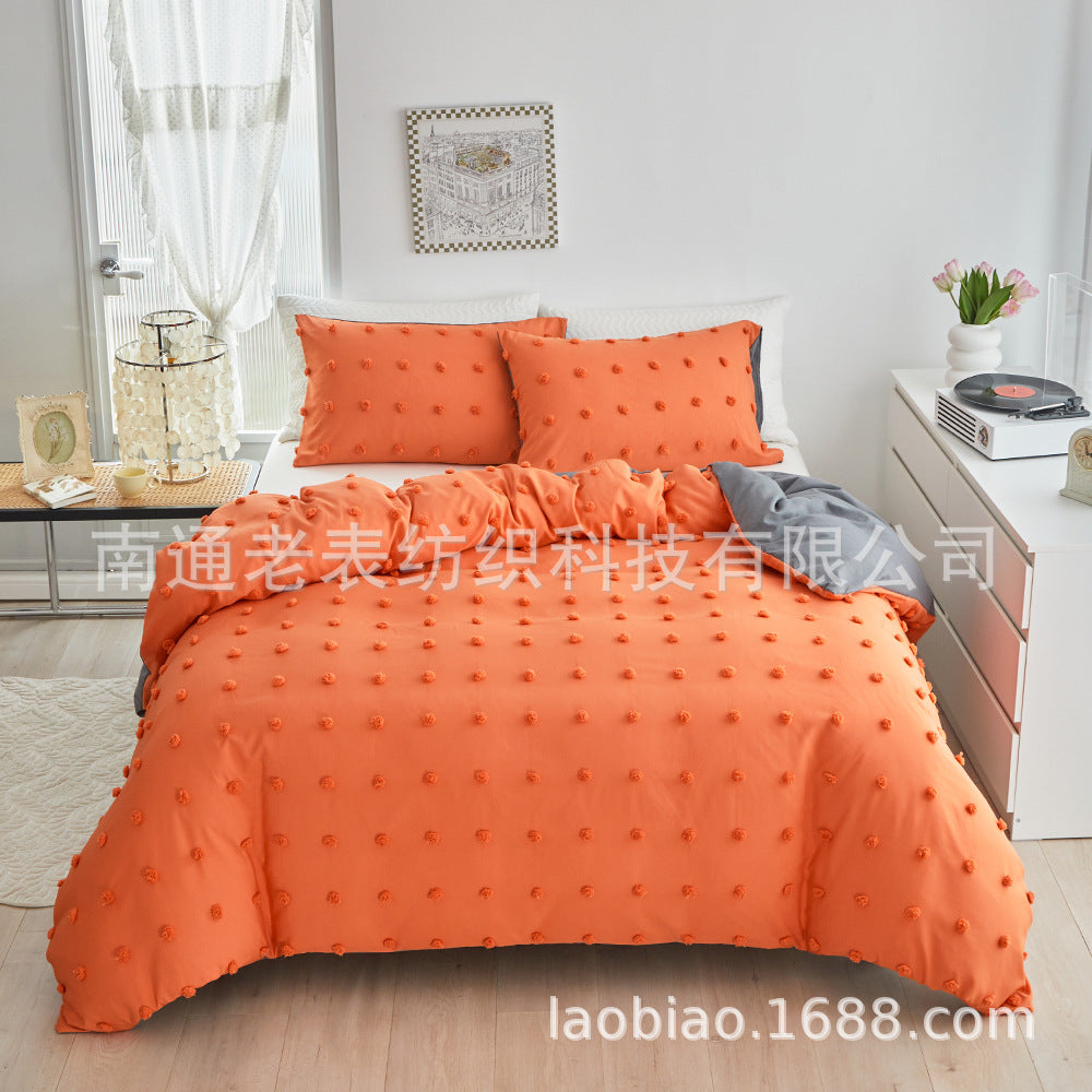 Cross-Border Manufacturer Solid Color Bedding Set (3 Pieces)