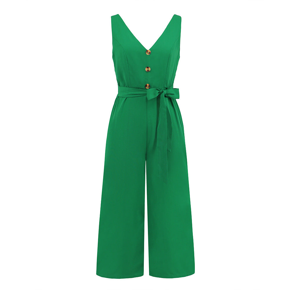 Fashionable Sleeveless V-Neck Jumpsuit for Women
