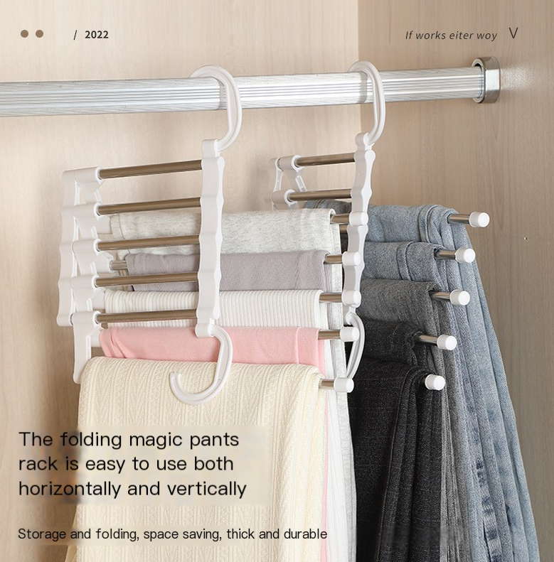 Multifunctional Folding Pants Hanger for Closet Storage