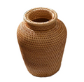 Handwoven Autumn Rattan Storage Vase and Flower Basket, French Country Decor