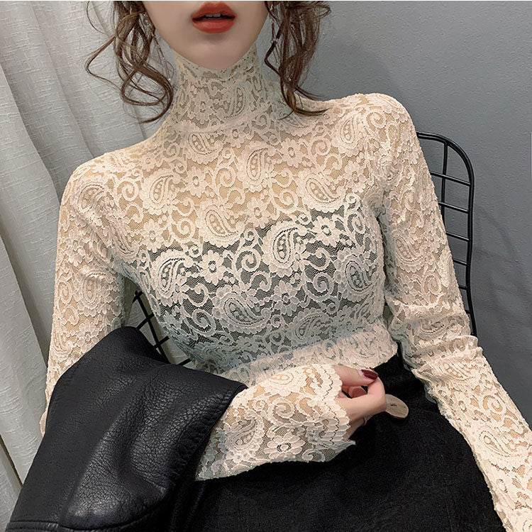 Lace High-Neck Top for Women - Versatile All Seasons