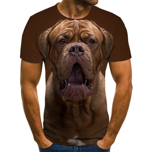 Creative Dog Pattern Casual Men's Polyester T-Shirt