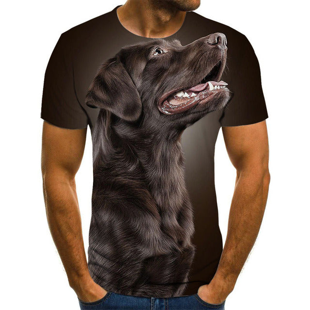 Creative Dog Pattern Casual Men's Polyester T-Shirt