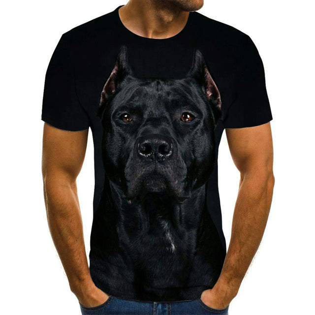 Creative Dog Pattern Casual Men's Polyester T-Shirt
