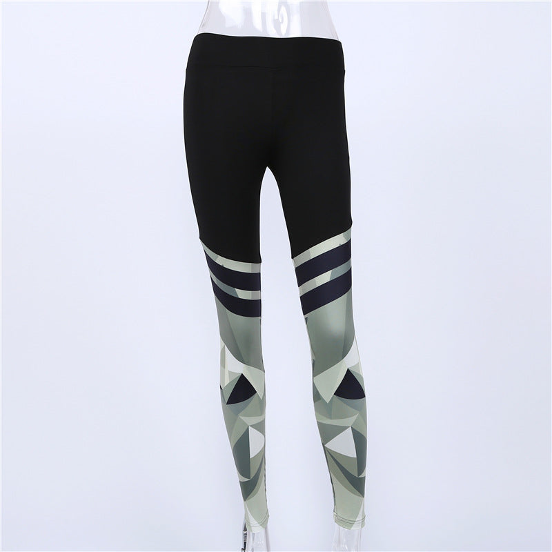 Camouflage Print Patchwork Yoga Pants