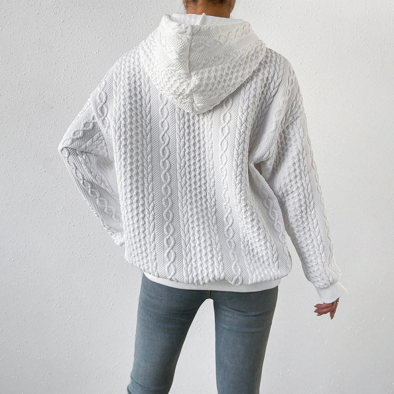 Casual Large Waffle Hooded Sweatshirt in Solid Color