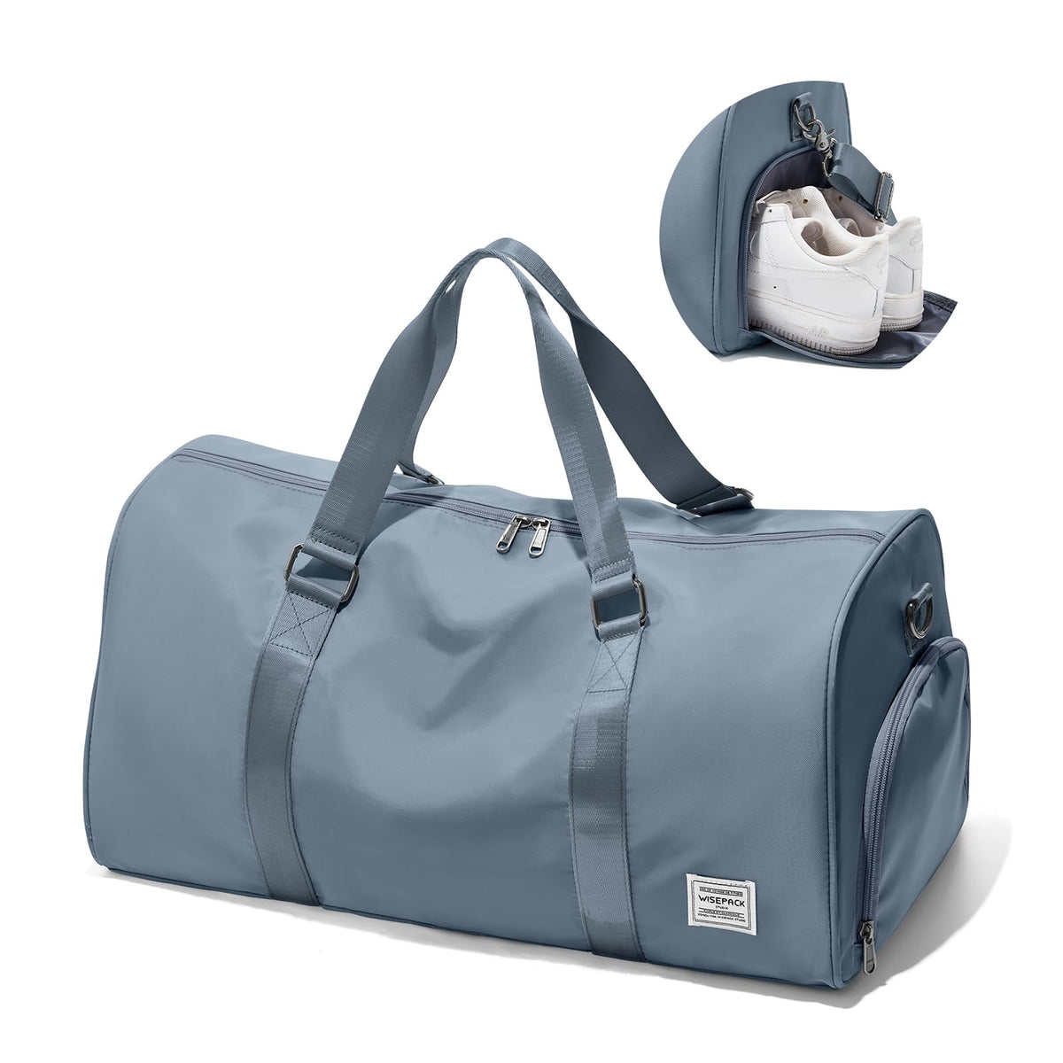 Gym Bag for Men Women with Shoe CompartmentSmall Travel Duffle Bags for Traveling Overnight Weekender Bag Personal Item Travel Bag Large Sport Bag Workout Bag Grey Blue