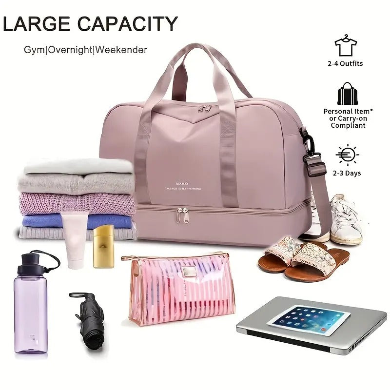 Portable Travel Duffle Bag Set with Cosmetic Bag