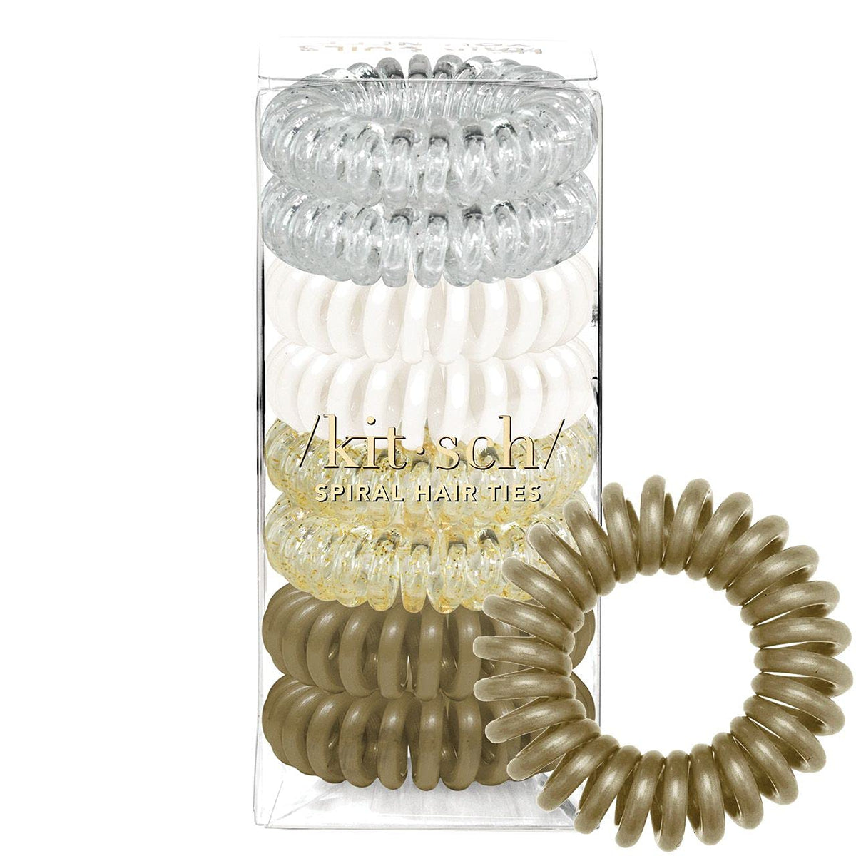 Kitsch Spiral Hair Ties for Women Coil Hair Ties for Thick Hair No Crease Hair Tie Spiral Hair Ties No Damage Hair Coils & Phone Cord Hair Ties for Thin Hair Hair Ties Spiral 8 pcs (Blonde)