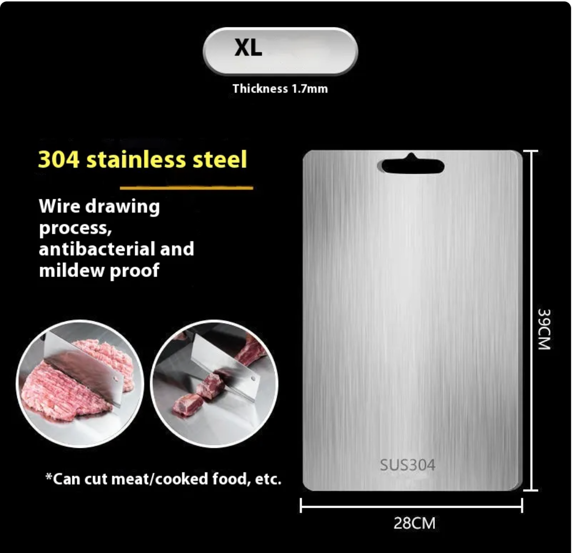 Double-Sided 304 Stainless Steel Cutting Board