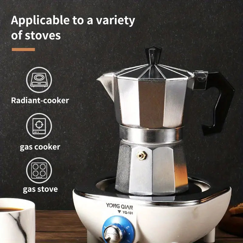 Italian Octagonal Espresso Pot for Home & Office (1pc)