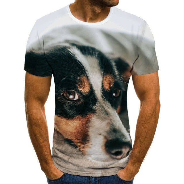 Creative Dog Pattern Casual Men's Polyester T-Shirt