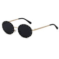 Trendy Oval Diamond Sunglasses with Metal Frame for Women
