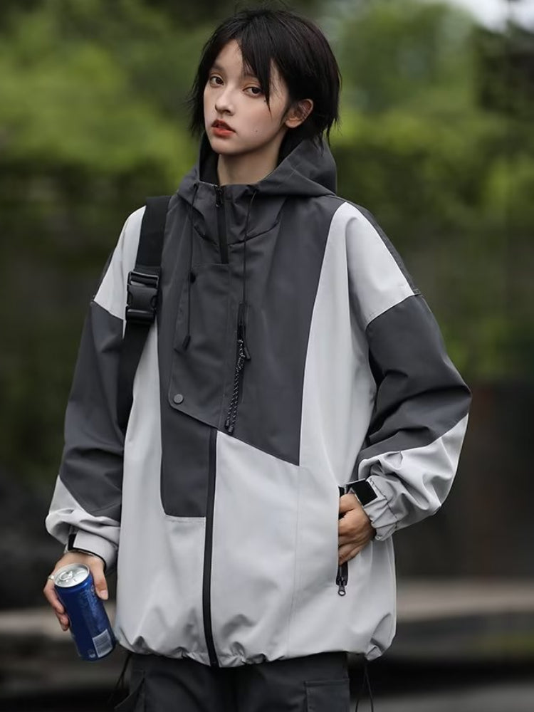 Harajuku Women's Overcoats - Chic Contrast Jackets