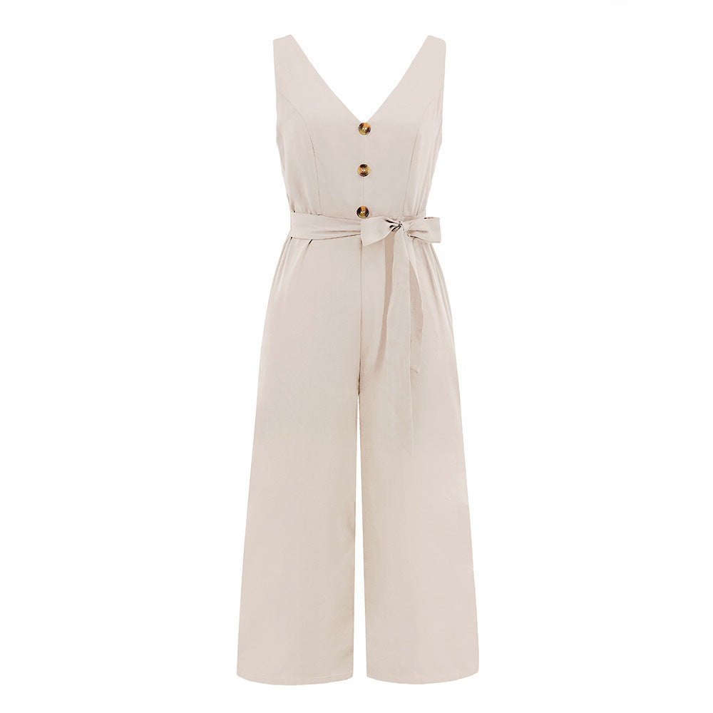Fashionable Sleeveless V-Neck Jumpsuit for Women