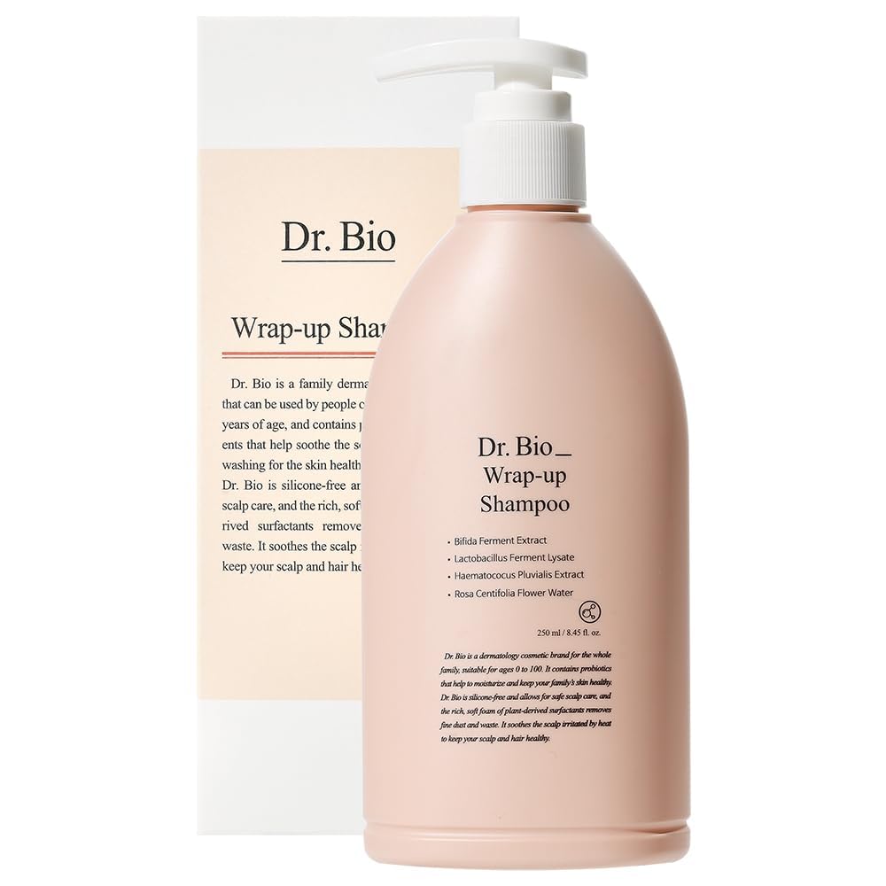 Dr.Bio Wrap-Up Shampoo Hydrating and Soothing Hair Shampoo with Probiotcs and Cica Hair and Scalp Care for Sensitive Scalp Smooth and Shiny Hair Vegan Silicone & Paraben Free Korean Hair Care